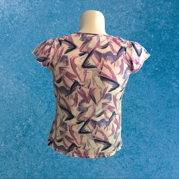 STYLE & Co Pastel Print Flutter‎ Sleeve Top MP - Picture 4 of 4